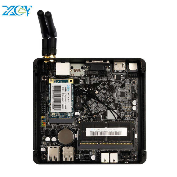 XCY Mini PC Intel Celeron J1900 Quad Cores Fanless Windows 10 Linux Gigabit Ethernet WiFi HDMI VGA 4*USB Industrial Micro PC