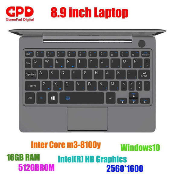 New arrival GPD P2 Max 8.9 Inch laptop Touch Screen Inter Core m3-8100y 16GB 512GB Mini PC Pocket Laptop notebook Windows10